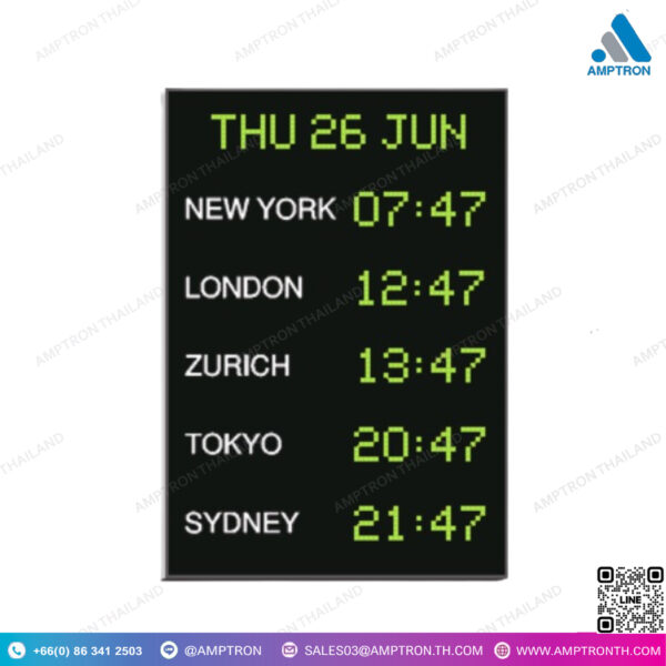 digital world time zone wall clocks with 50mm (2″) digits 4700N